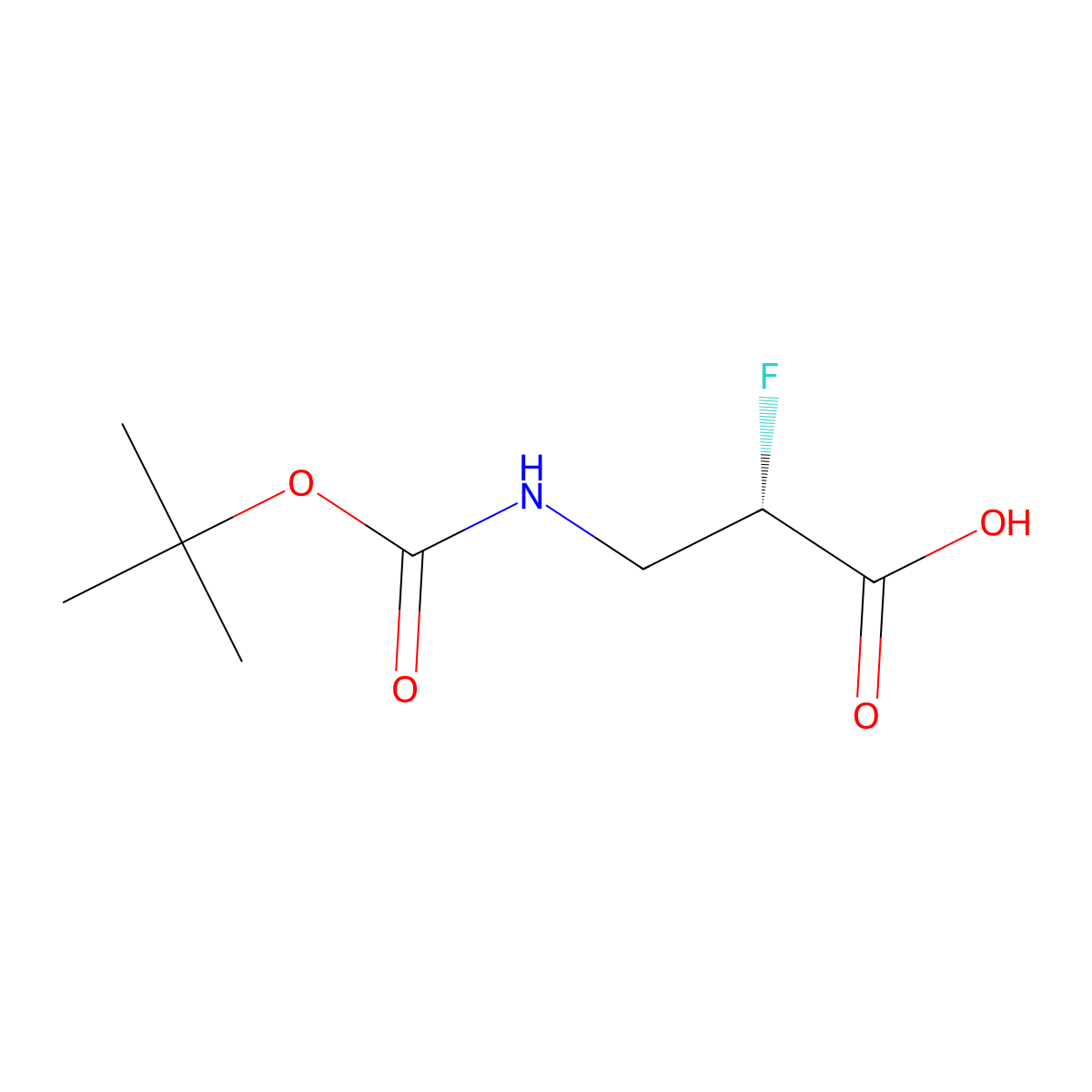 (S)-3-((tert-butoxycarbonyl)amino)-2-fluoropropanoic acid molecular structure, CAS 294858-41-6