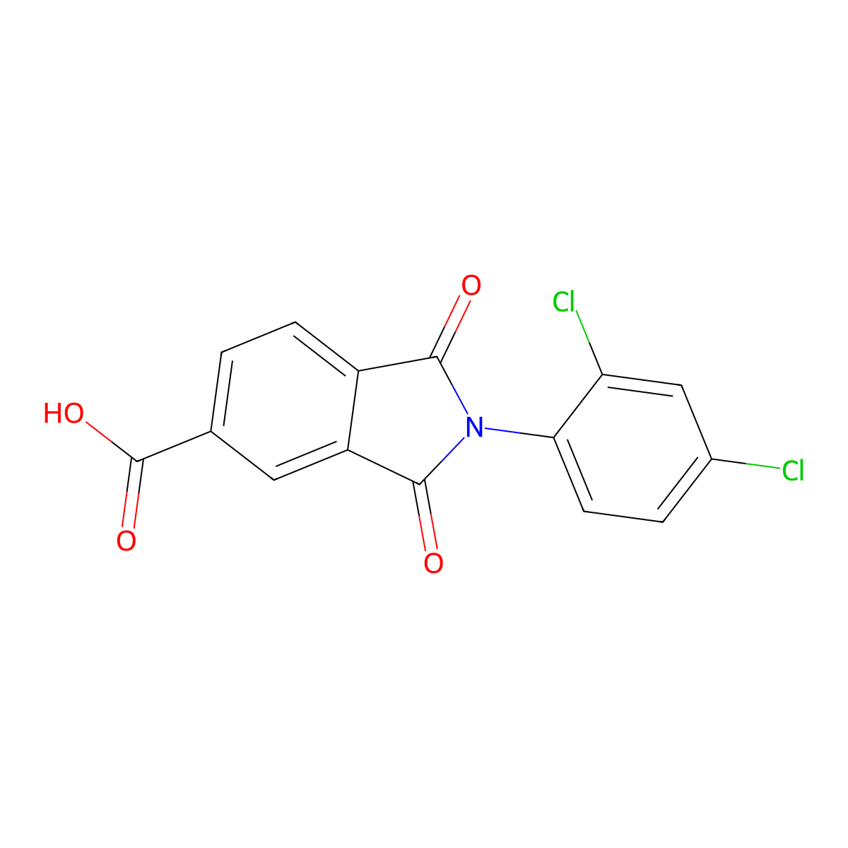 2-(2,4-dichlorophenyl)-1,3-dioxo-2,3-dihydro-1H-isoindole-5-carboxylic acid molecular structure, CAS 294861-47-5