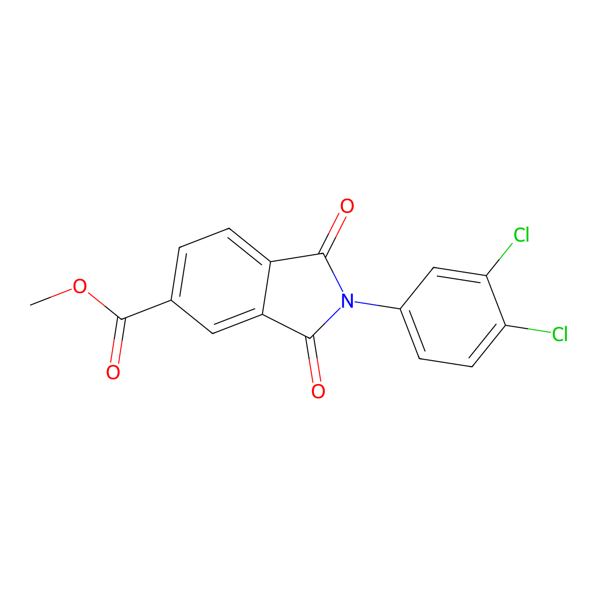 Methyl 2-(3,4-dichlorophenyl)-1,3-dioxoisoindoline-5-carboxylate molecular structure, CAS 294861-52-2