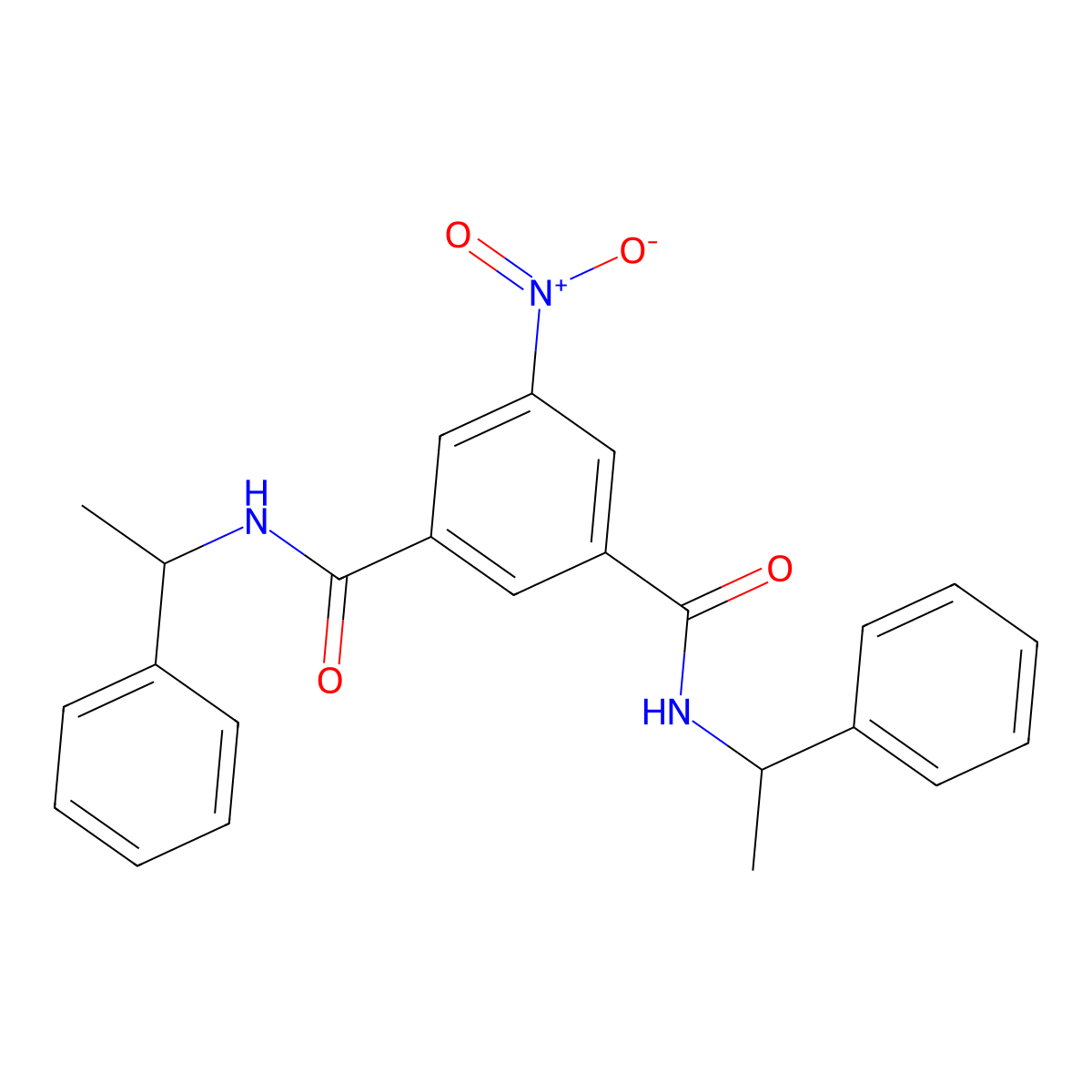 5-nitro-1-N,3-N-bis(1-phenylethyl)benzene-1,3-dicarboxamide molecular structure, CAS 294861-58-8