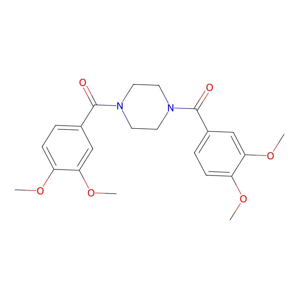 1,4-Bis(3,4-dimethoxybenzoyl)piperazine molecular structure, CAS 294861-59-9