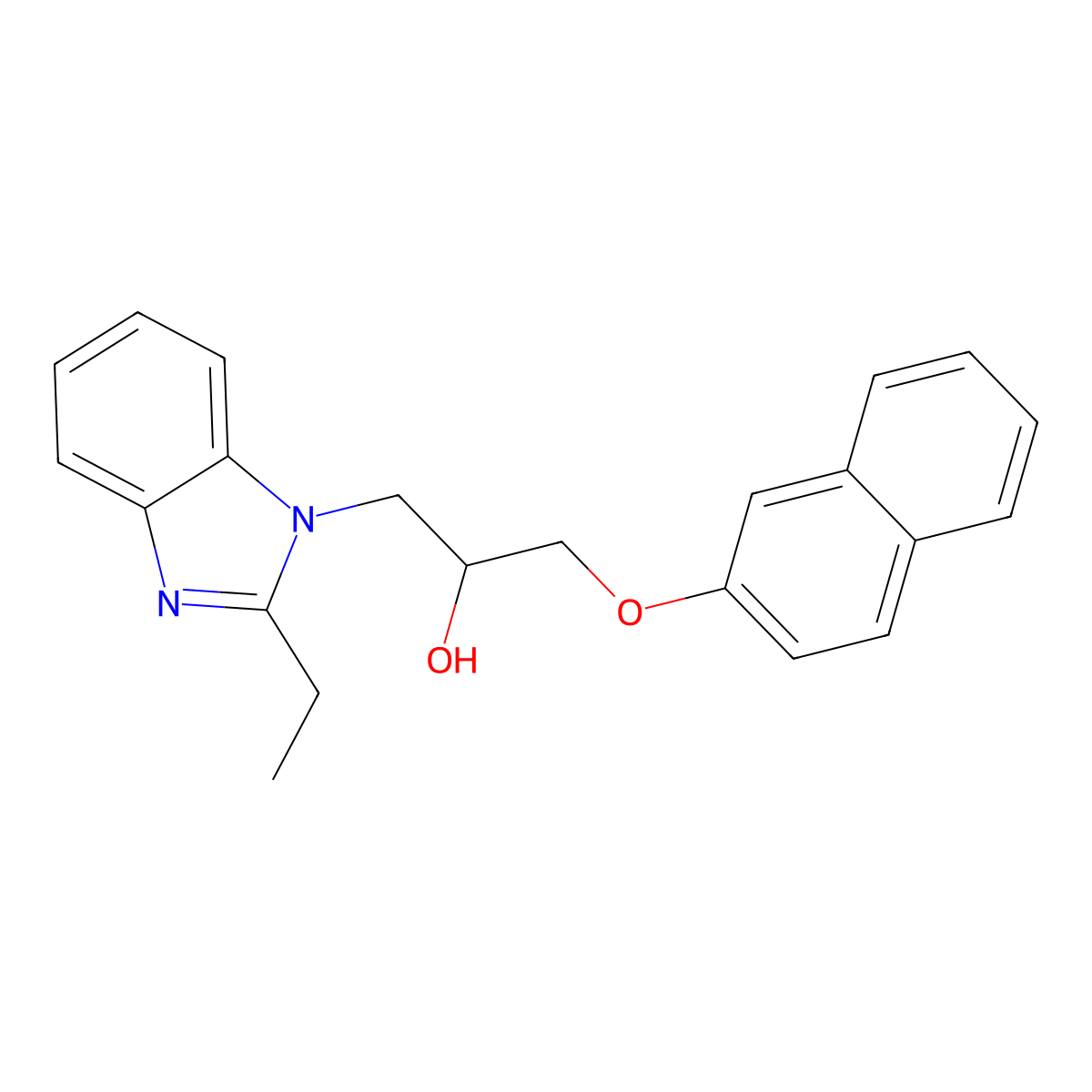 1-(2-Ethylbenzimidazol-1-yl)-3-naphthalen-2-yloxypropan-2-ol molecular structure, CAS 294861-62-4