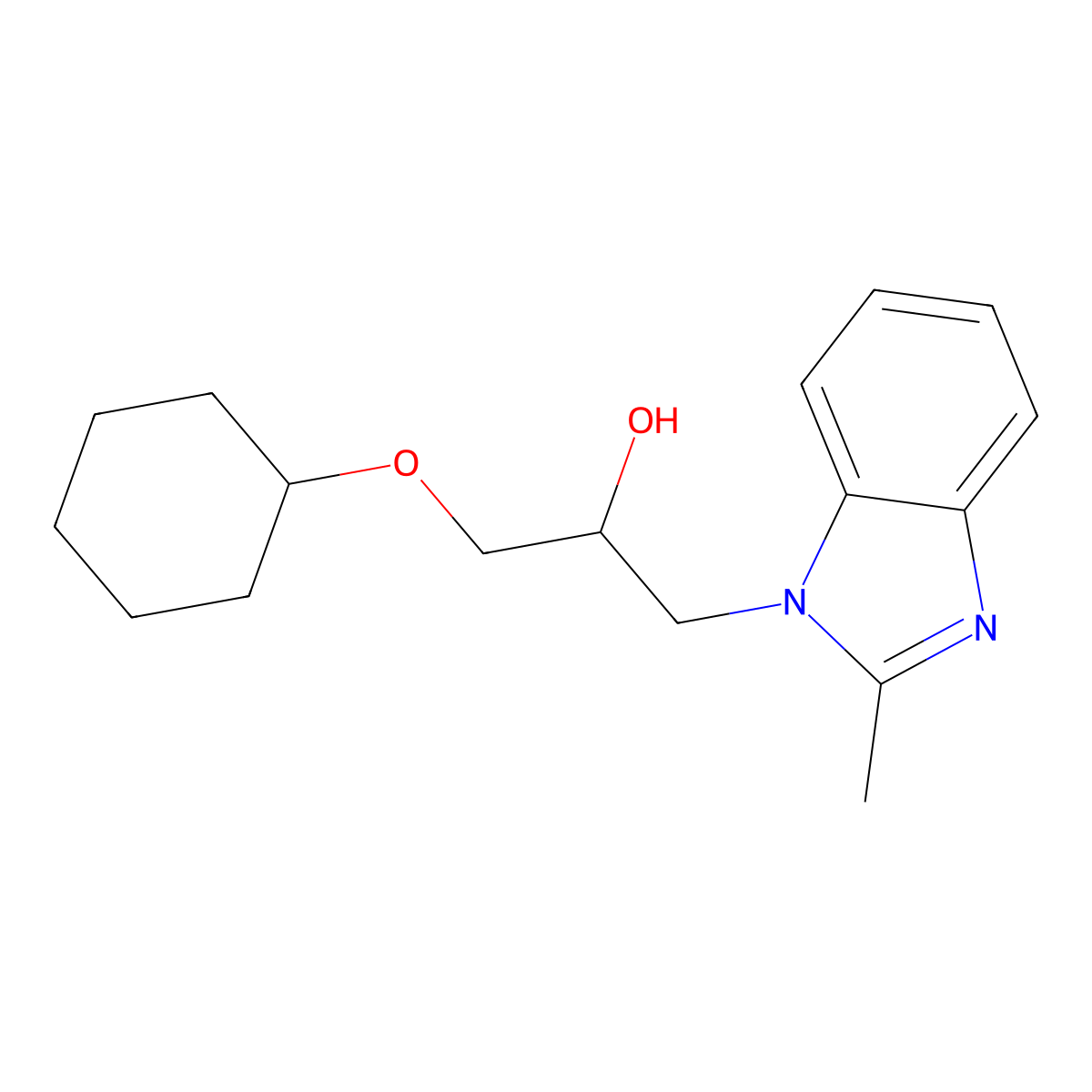 1-Cyclohexyloxy-3-(2-methyl-benzoimidazol-1-yl)-propan-2-ol molecular structure, CAS 294861-75-9