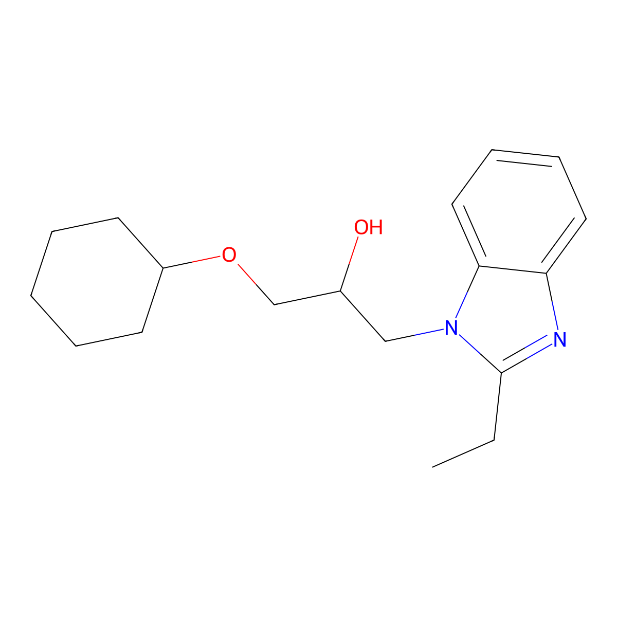 1-Cyclohexyloxy-3-(2-ethylbenzimidazol-1-yl)propan-2-ol molecular structure, CAS 294861-78-2