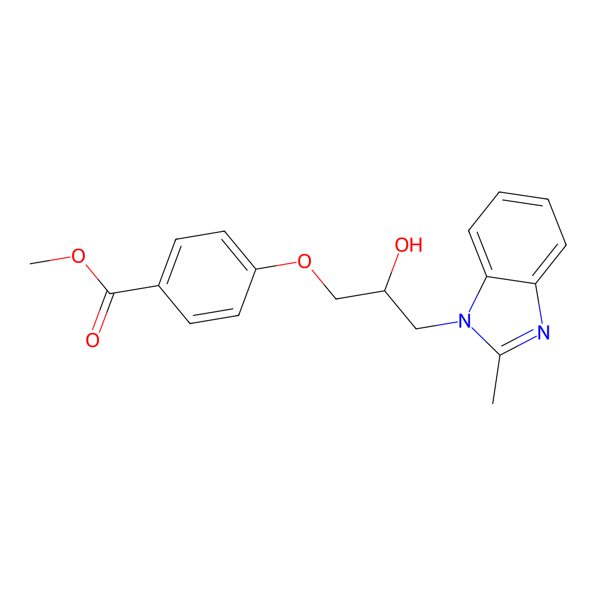 Methyl 4-[2-hydroxy-3-(2-methylbenzimidazol-1-yl)propoxy]benzoate molecular structure, CAS 294861-80-6