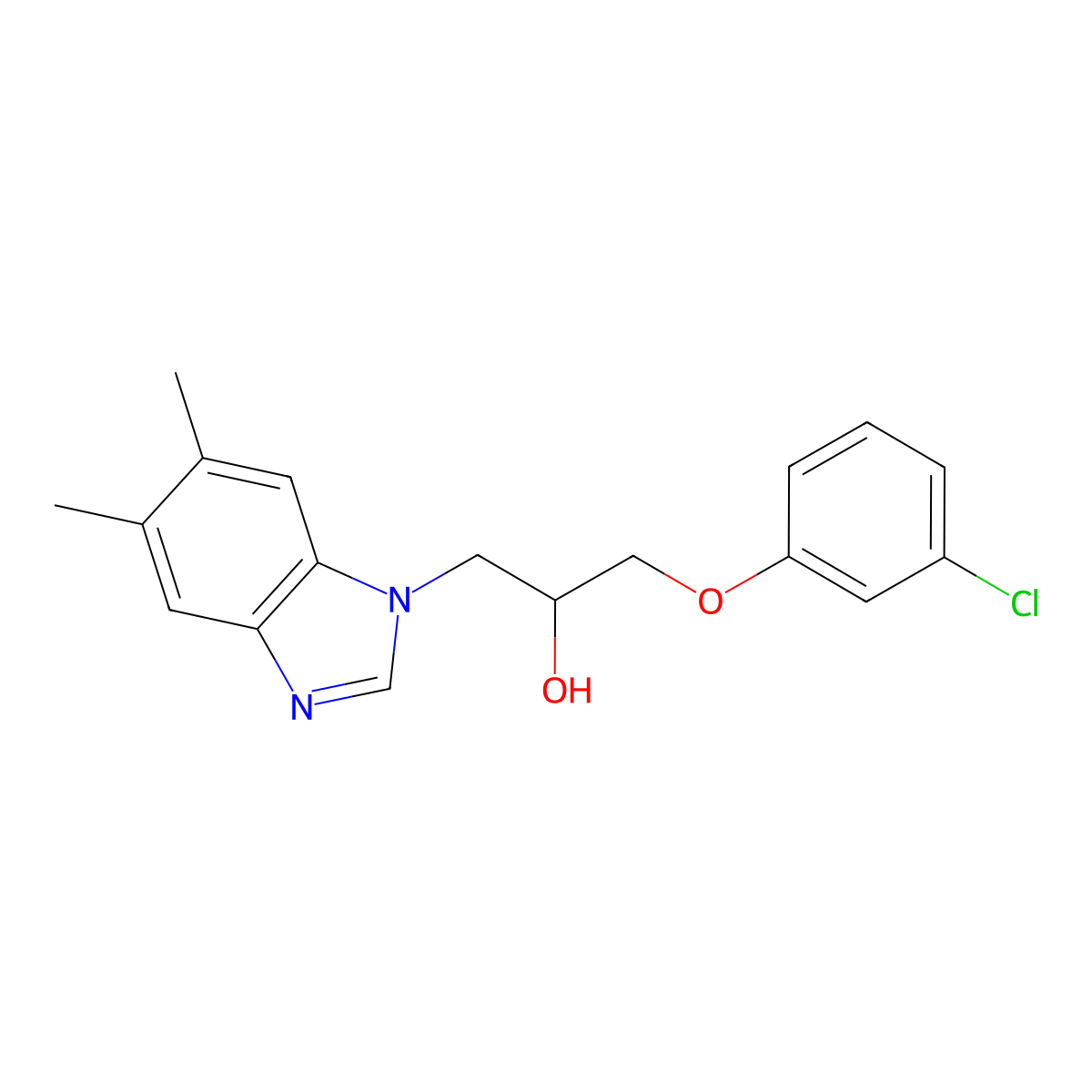 1-(3-Chlorophenoxy)-3-(5,6-dimethylbenzimidazol-1-yl)propan-2-ol molecular structure, CAS 294861-93-1