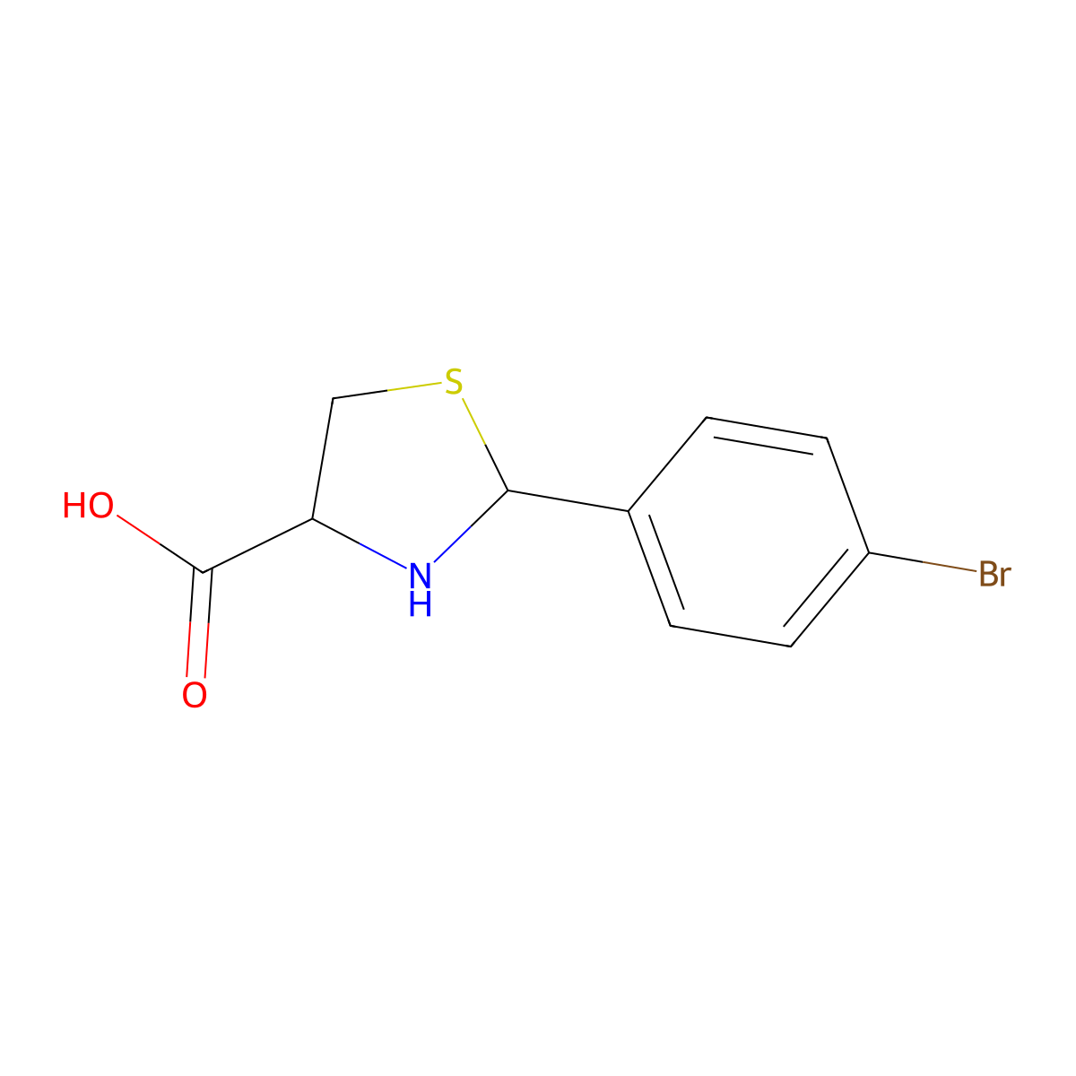 2-(4-Bromophenyl)-4-thiazolidinecarboxylic acid molecular structure, CAS 294866-41-4