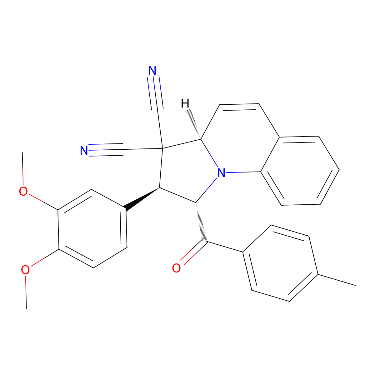 (1S,2S,3AR)-2-(3,4-Dimethoxyphenyl)-1-(4-methylbenzoyl)-1,2-dihydropyrrolo[1,2-A]quinoline-3,3(3AH)-dicarbonitrile molecular structure, CAS 294866-48-1