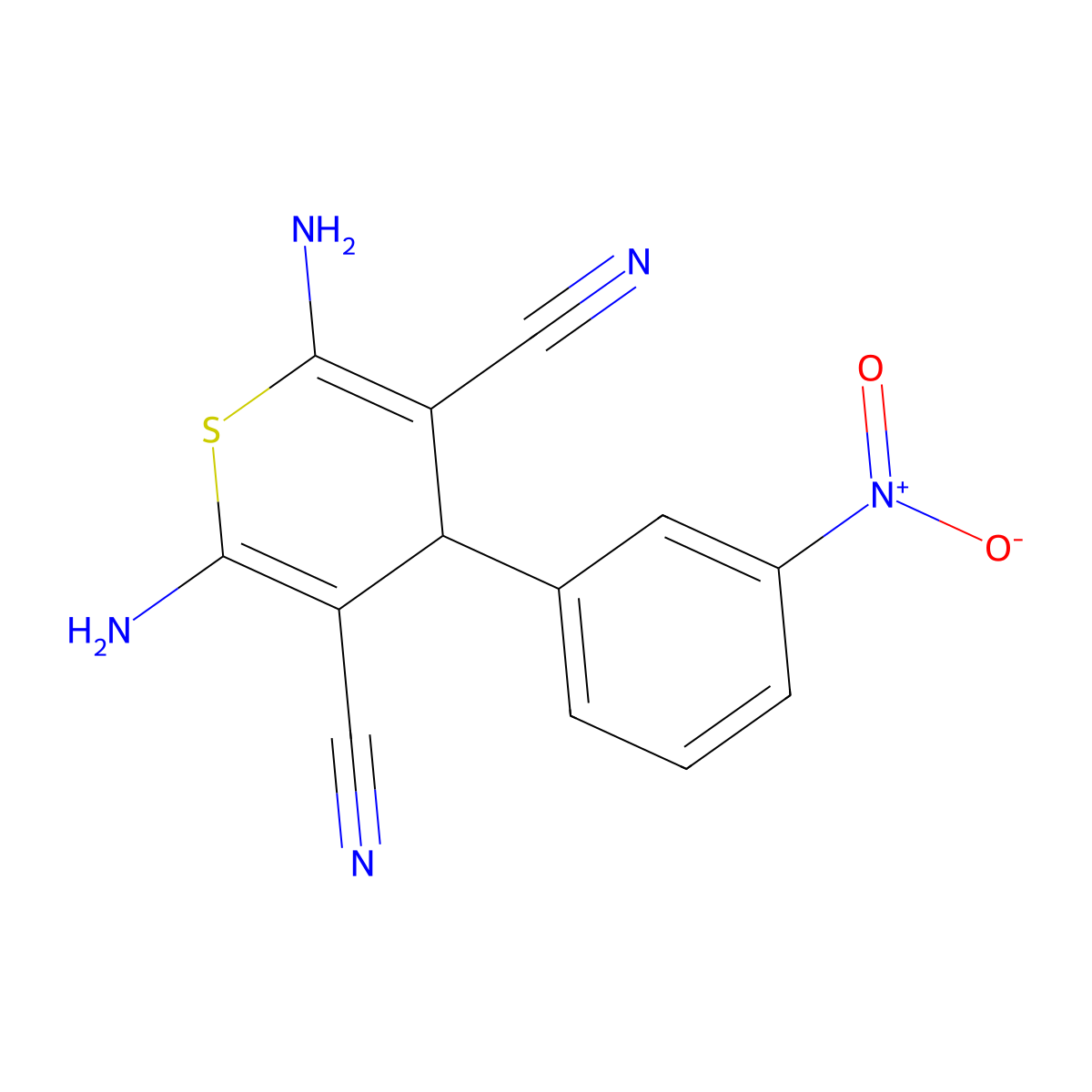 2,6-diamino-4-(3-nitrophenyl)-4H-thiopyran-3,5-dicarbonitrile molecular structure, CAS 294873-16-8