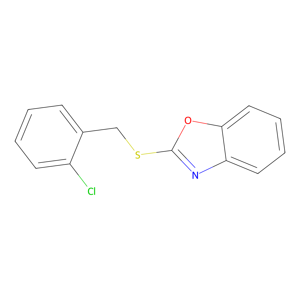 2-[(2-Chlorophenyl)methylsulfanyl]-1,3-benzoxazole molecular structure, CAS 294873-29-3