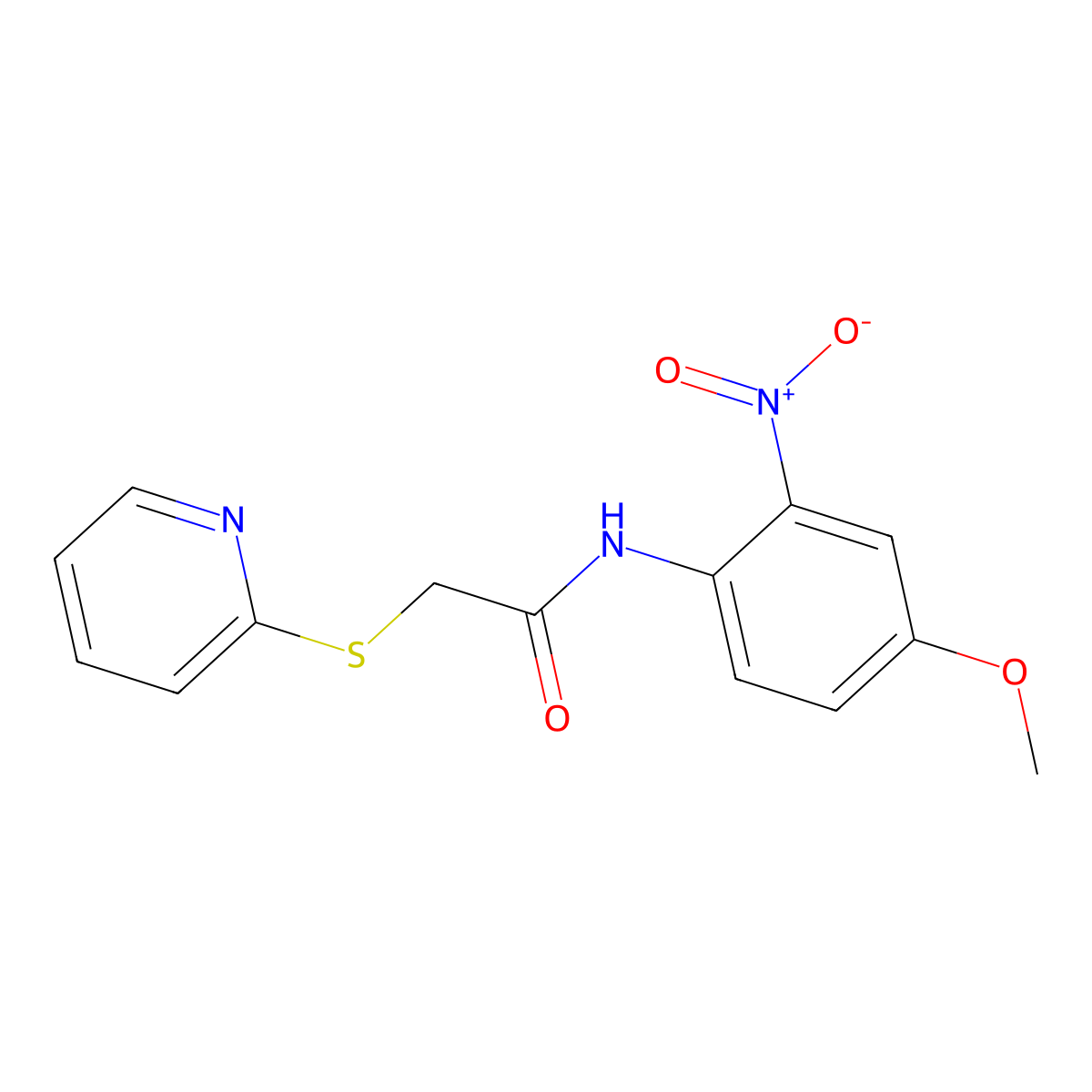 N-{2-nitro-4-methoxyphenyl}-2-(2-pyridinylsulfanyl)acetamide molecular structure, CAS 294873-36-2