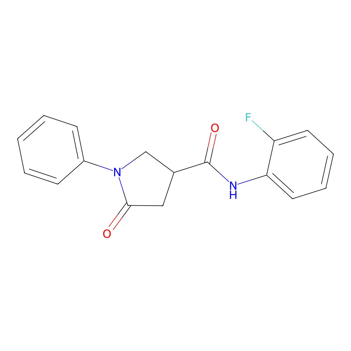 N-(2-fluorophenyl)-5-oxo-1-phenylpyrrolidine-3-carboxamide molecular structure, CAS 294873-71-5