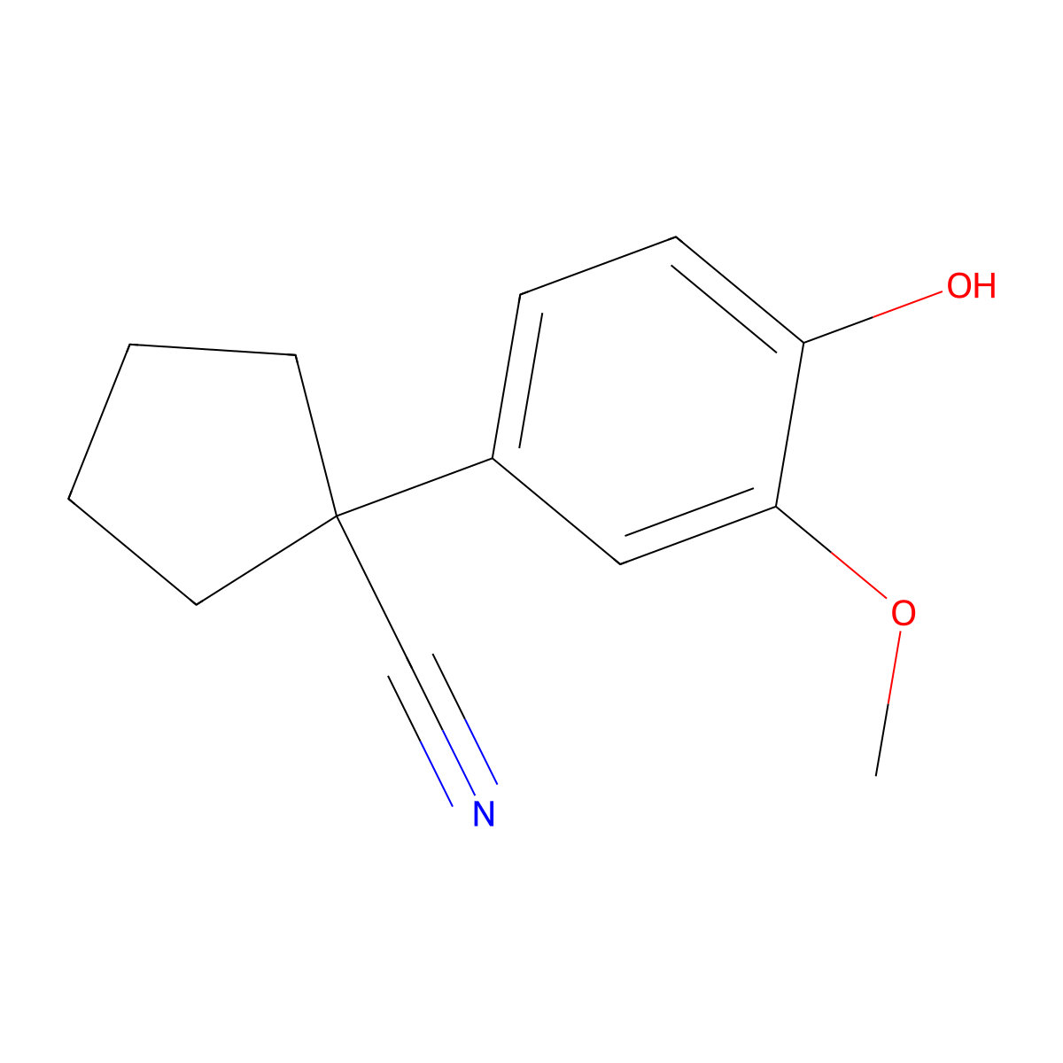 1-(4-Hydroxy-3-methoxyphenyl)cyclopentanecarbonitrile molecular structure, CAS 294873-75-9