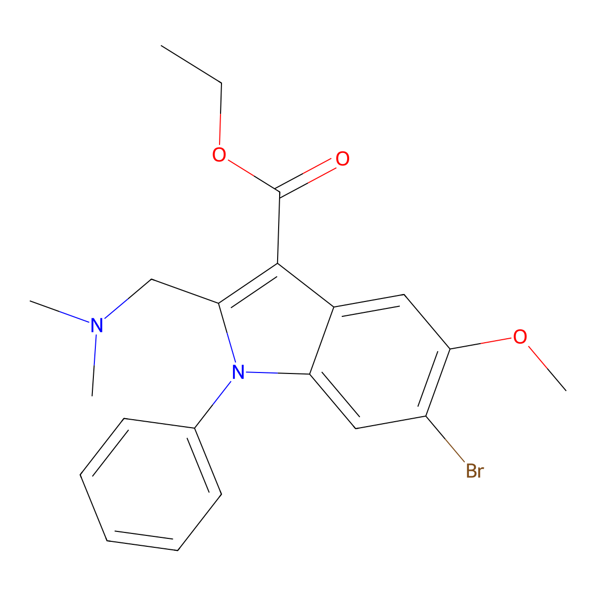 ethyl 6-bromo-2-[(dimethylamino)methyl]-5-methoxy-1-phenyl-1H-indole-3-carboxylate molecular structure, CAS 294873-86-2