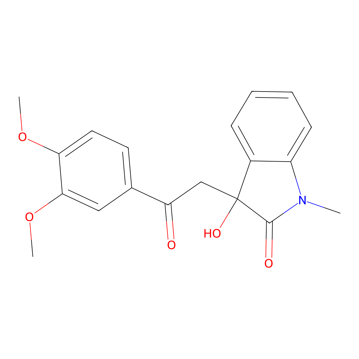 3-[2-(3,4-dimethoxyphenyl)-2-oxoethyl]-3-hydroxy-1-methyl-1,3-dihydro-2H-indol-2-one molecular structure, CAS 294874-17-2