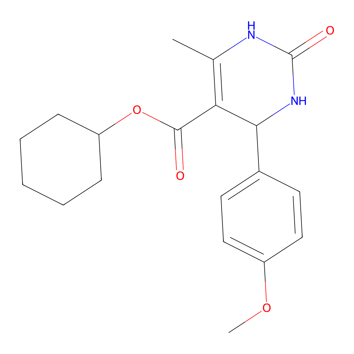 Cyclohexyl 4-(4-methoxyphenyl)-6-methyl-2-oxo-1,2,3,4-tetrahydropyrimidine-5-carboxylate molecular structure, CAS 294874-50-3