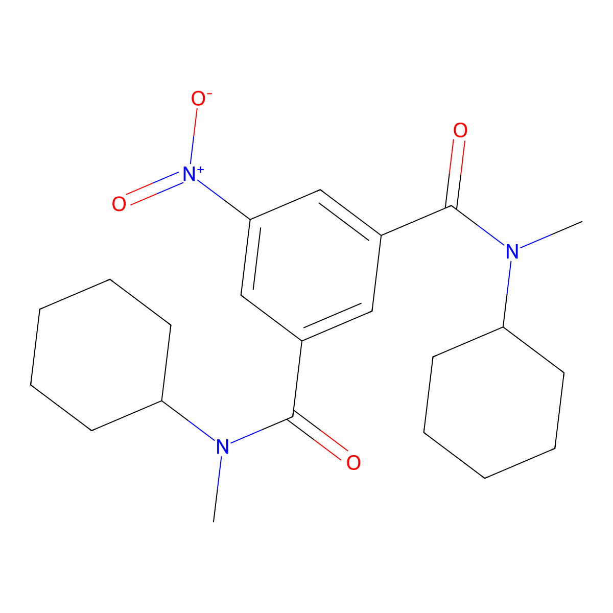 1-N,3-N-dicyclohexyl-1-N,3-N-dimethyl-5-nitrobenzene-1,3-dicarboxamide molecular structure, CAS 294874-76-3