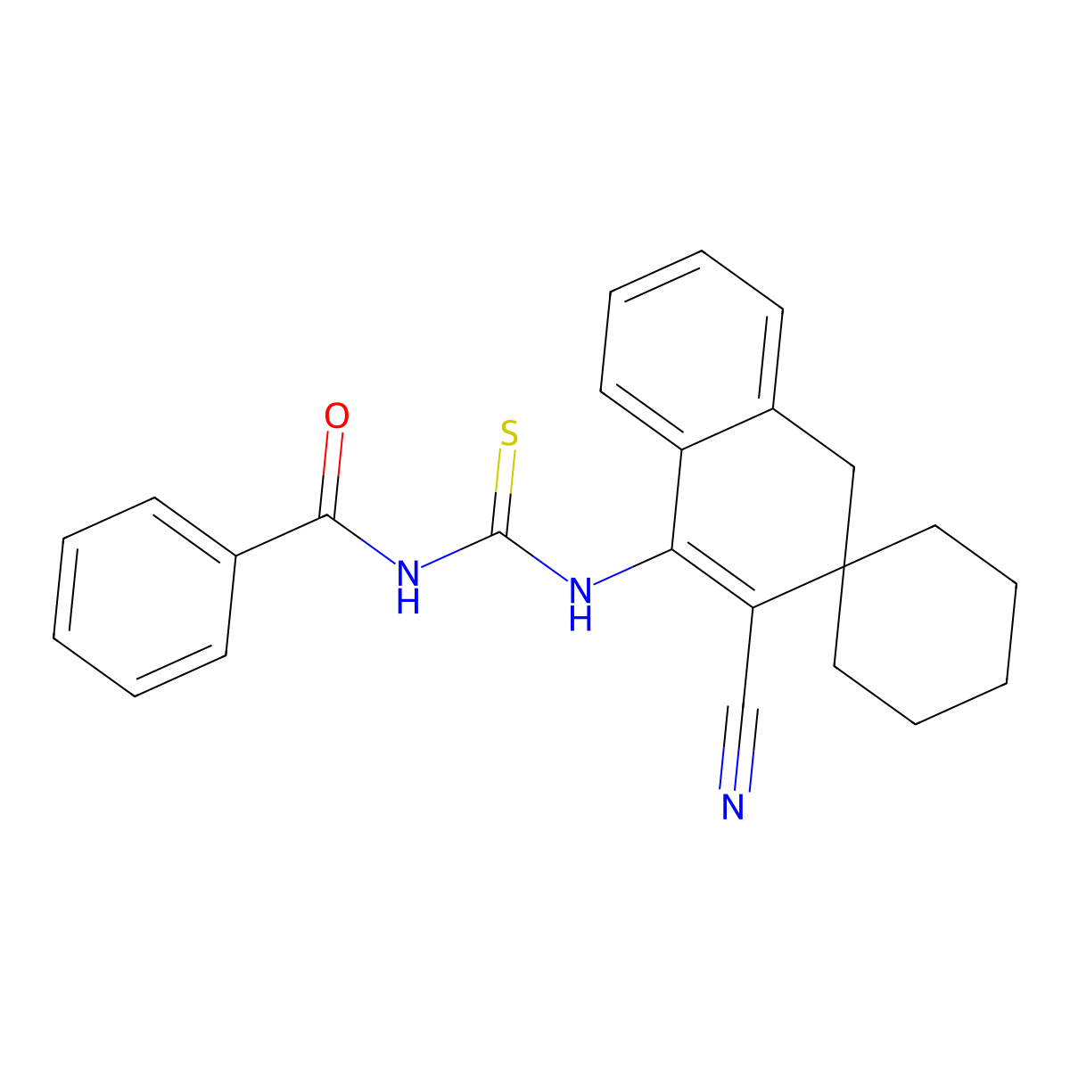 N-[(2-cyanospiro[4H-naphthalene-3,1'-cyclohexane]-1-yl)carbamothioyl]benzamide molecular structure, CAS 294874-98-9