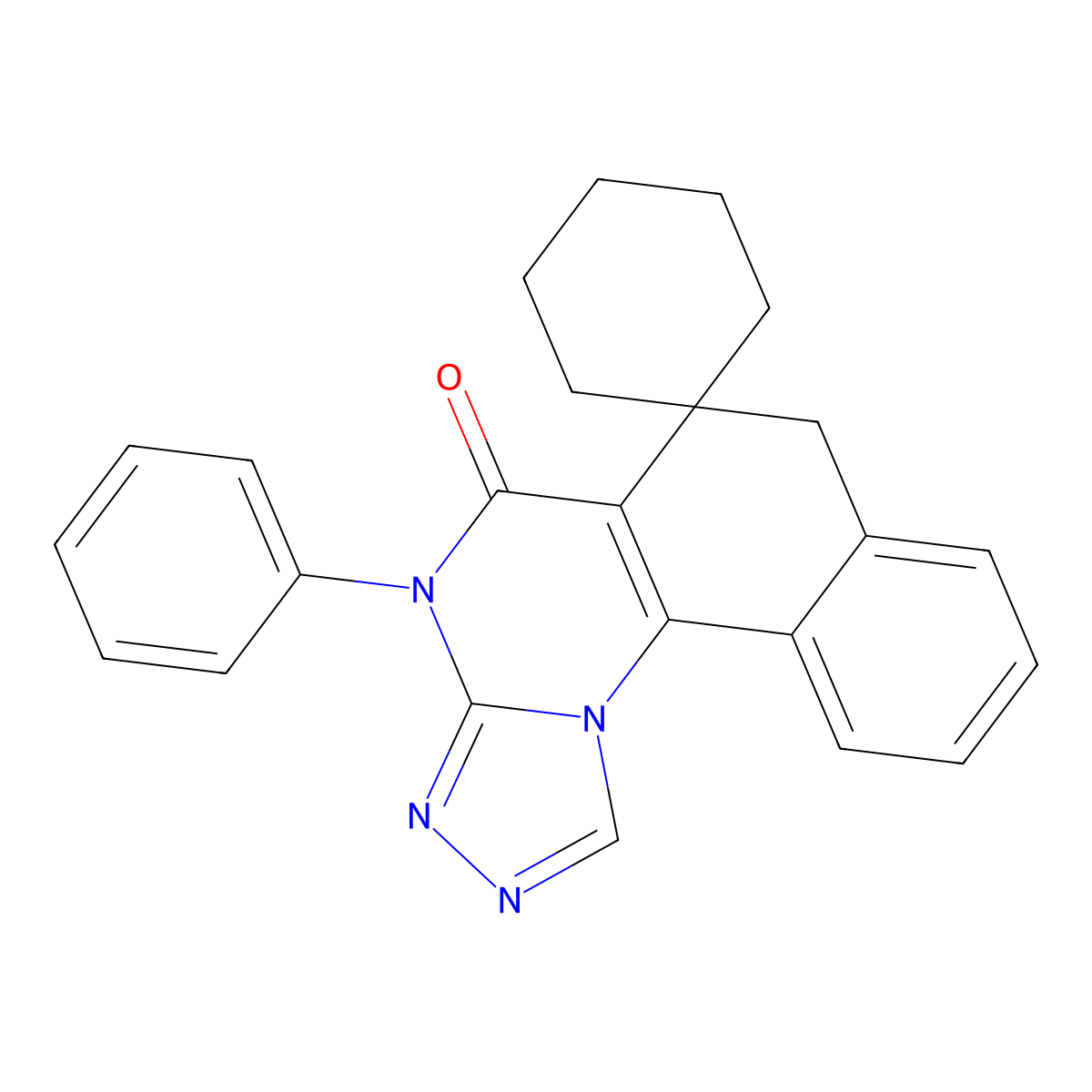 4-phenyl-4H-spiro[benzo[h][1,2,4]triazolo[4,3-a]quinazoline-6,1'-cyclohexan]-5(7H)-one molecular structure, CAS 294875-11-9