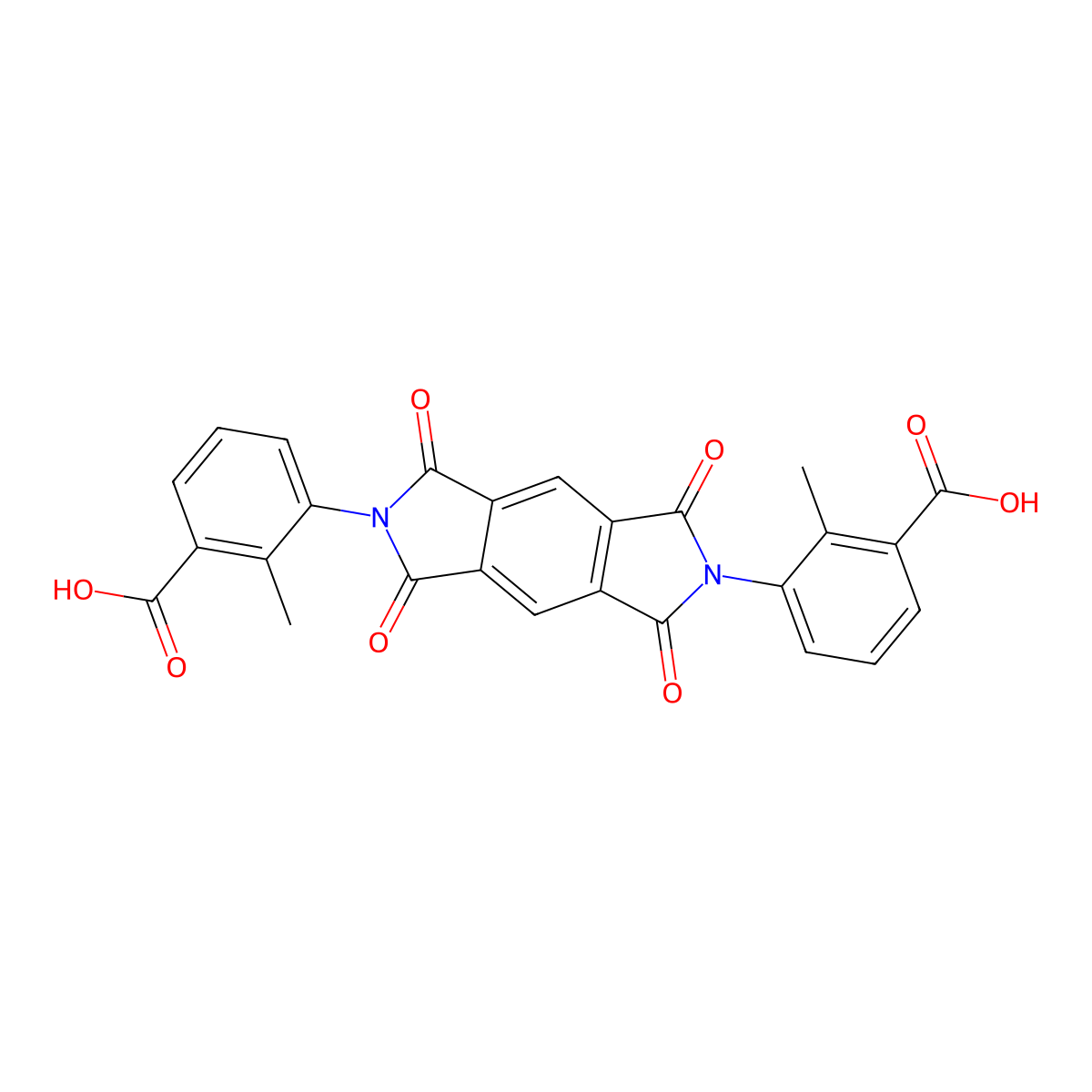 3,3'-(1,3,5,7-Tetraoxo-5,7-dihydropyrrolo[3,4-f]isoindole-2,6-diyl)bis(2-methylbenzoic acid) molecular structure, CAS 294875-27-7