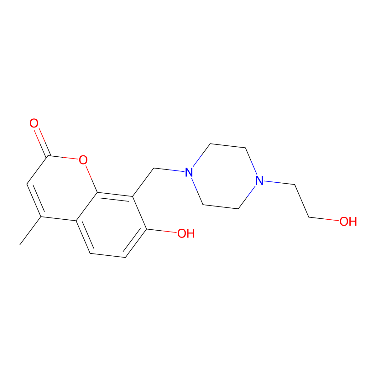 7-hydroxy-8-{[4-(2-hydroxyethyl)piperazin-1-yl]methyl}-4-methyl-2H-chromen-2-one molecular structure, CAS 294875-39-1