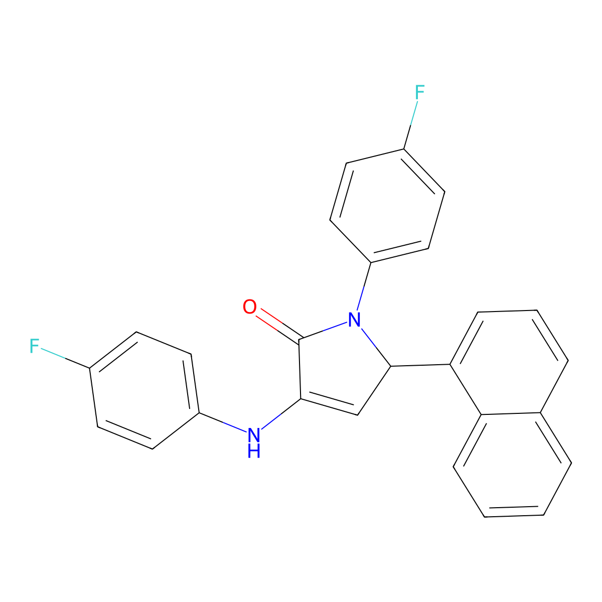 4-(4-fluoroanilino)-1-(4-fluorophenyl)-2-naphthalen-1-yl-2H-pyrrol-5-one molecular structure, CAS 294875-52-8