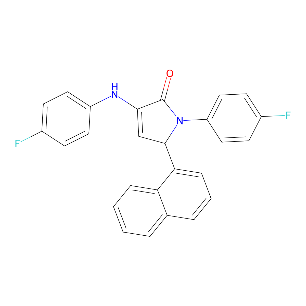 4-(4-fluoroanilino)-1-(4-fluorophenyl)-2-naphthalen-1-yl-2H-pyrrol-5-one molecular structure, CAS 294875-52-8