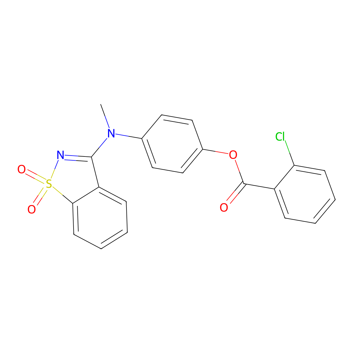 4-[(1,1-Dioxido-1,2-benzothiazol-3-yl)(methyl)amino]phenyl 2-chlorobenzoate molecular structure, CAS 294877-04-6
