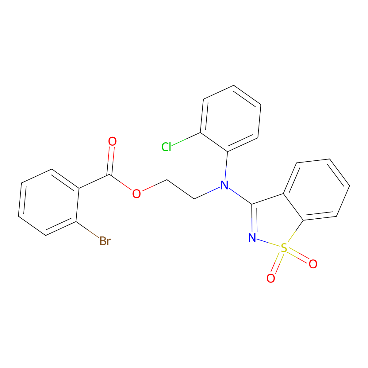2-[(2-Chlorophenyl)(1,1-dioxido-1,2-benzothiazol-3-yl)amino]ethyl 2-bromobenzoate molecular structure, CAS 294877-14-8