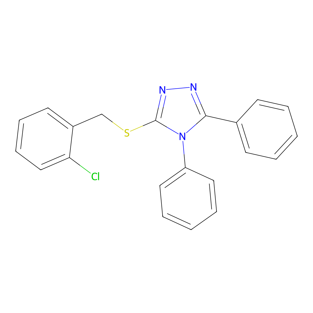 3-[(2-Chlorophenyl)methylsulfanyl]-4,5-diphenyl-1,2,4-triazole molecular structure, CAS 294877-23-9