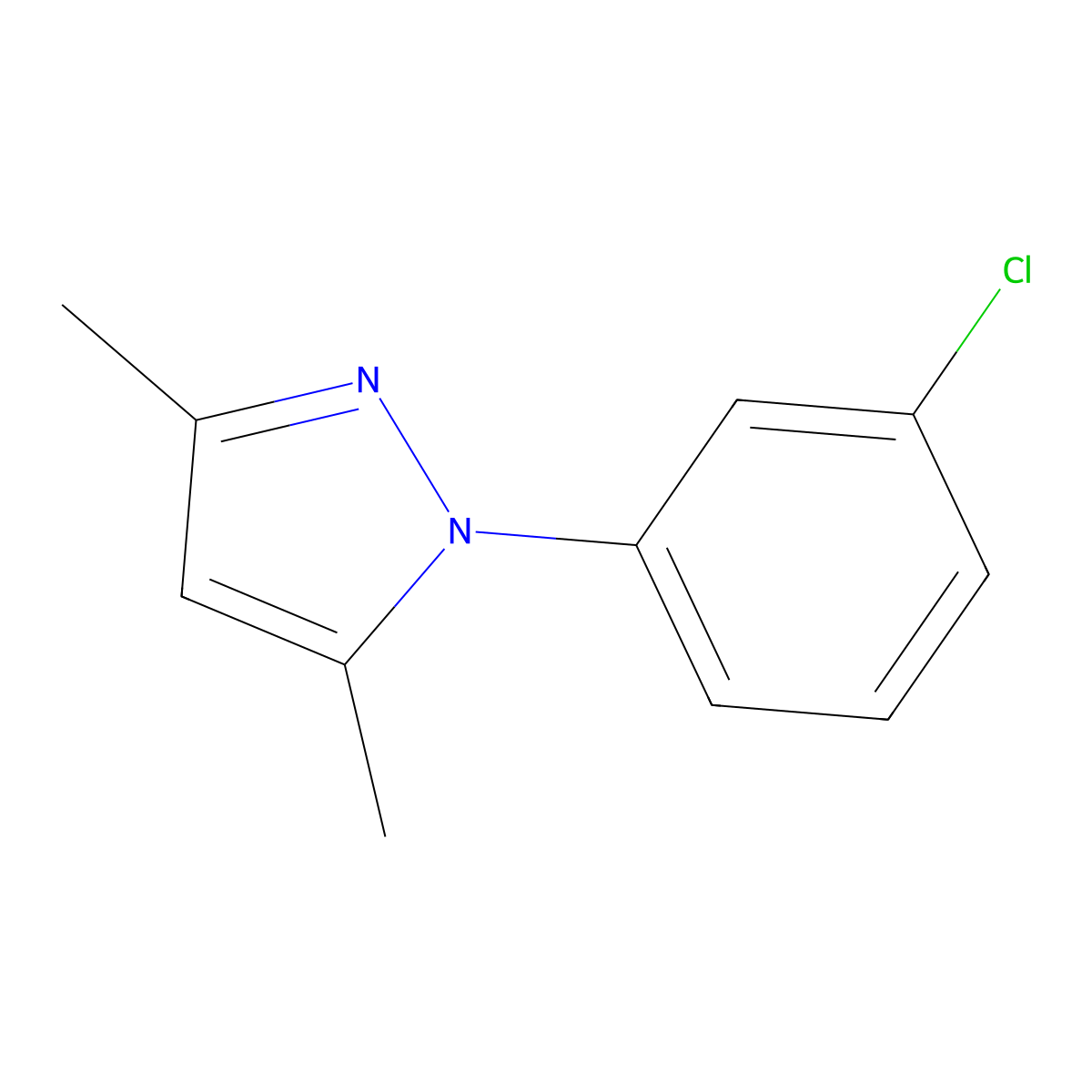 1-(3-chlorophenyl)-3,5-dimethyl-1H-pyrazole molecular structure, CAS 294877-27-3