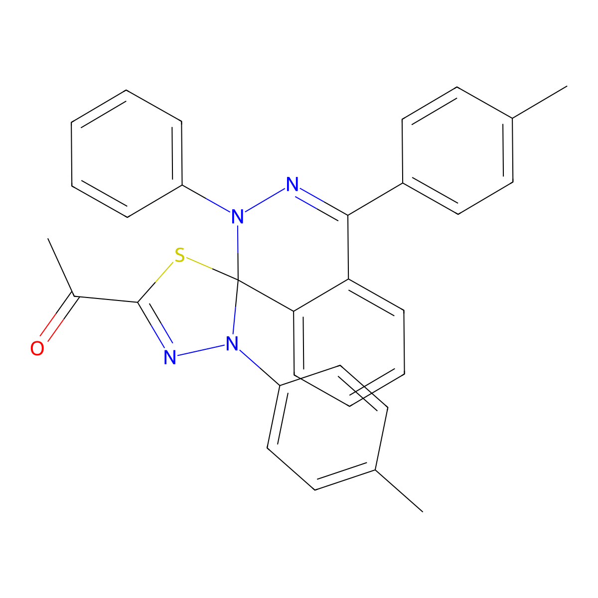 1-[4,4'-Bis(4-methylphenyl)-2'-phenylspiro[1,3,4-thiadiazole-5,1'-phthalazine]-2-yl]ethanone molecular structure, CAS 294877-28-4