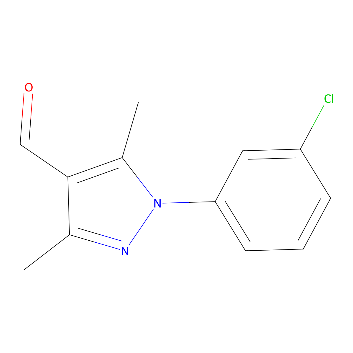 1-(3-chlorophenyl)-3,5-dimethyl-1H-pyrazole-4-carbaldehyde molecular structure, CAS 294877-36-4