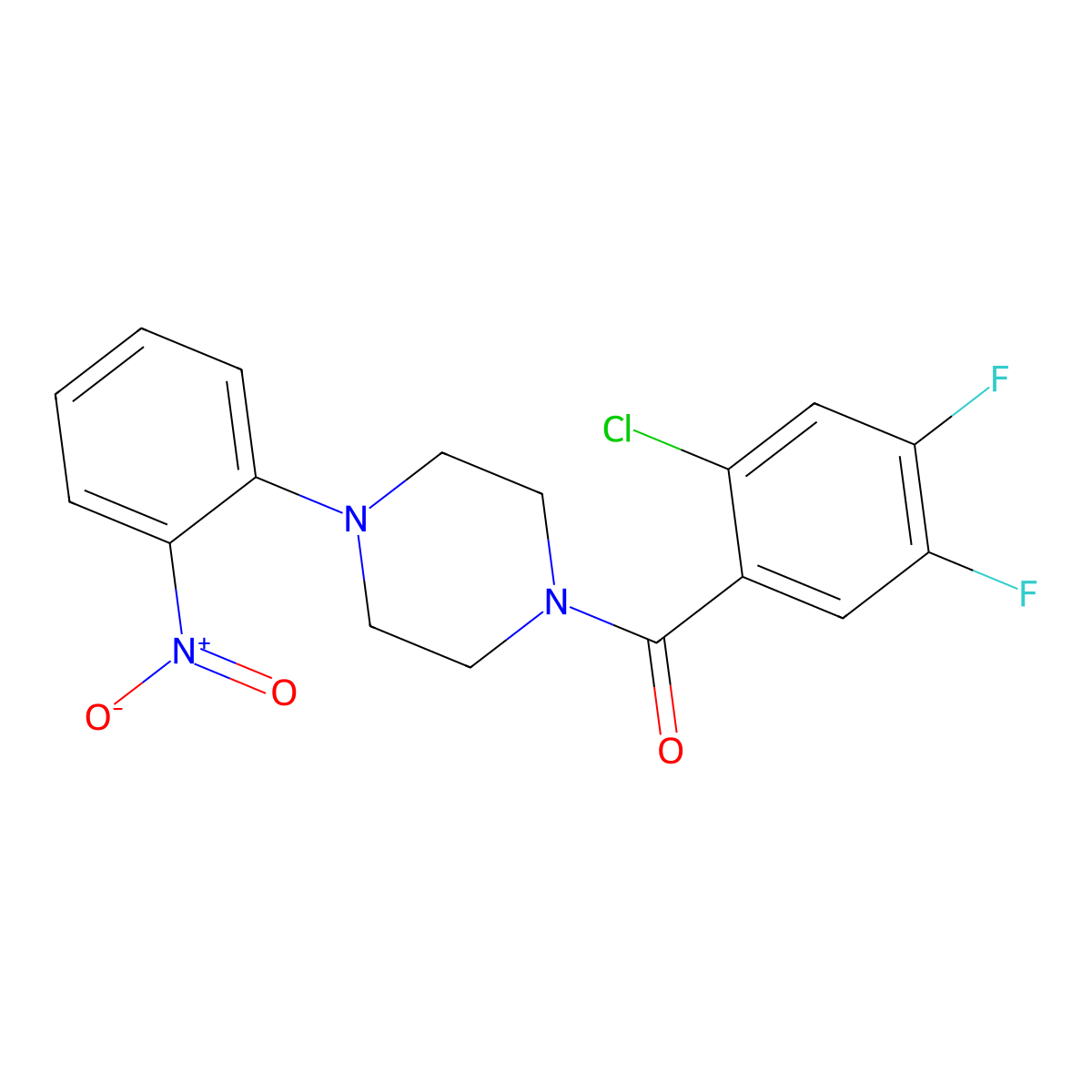 (2-Chloro-4,5-difluorophenyl)[4-(2-nitrophenyl)-1-piperazinyl]methanone molecular structure, CAS 294877-40-0