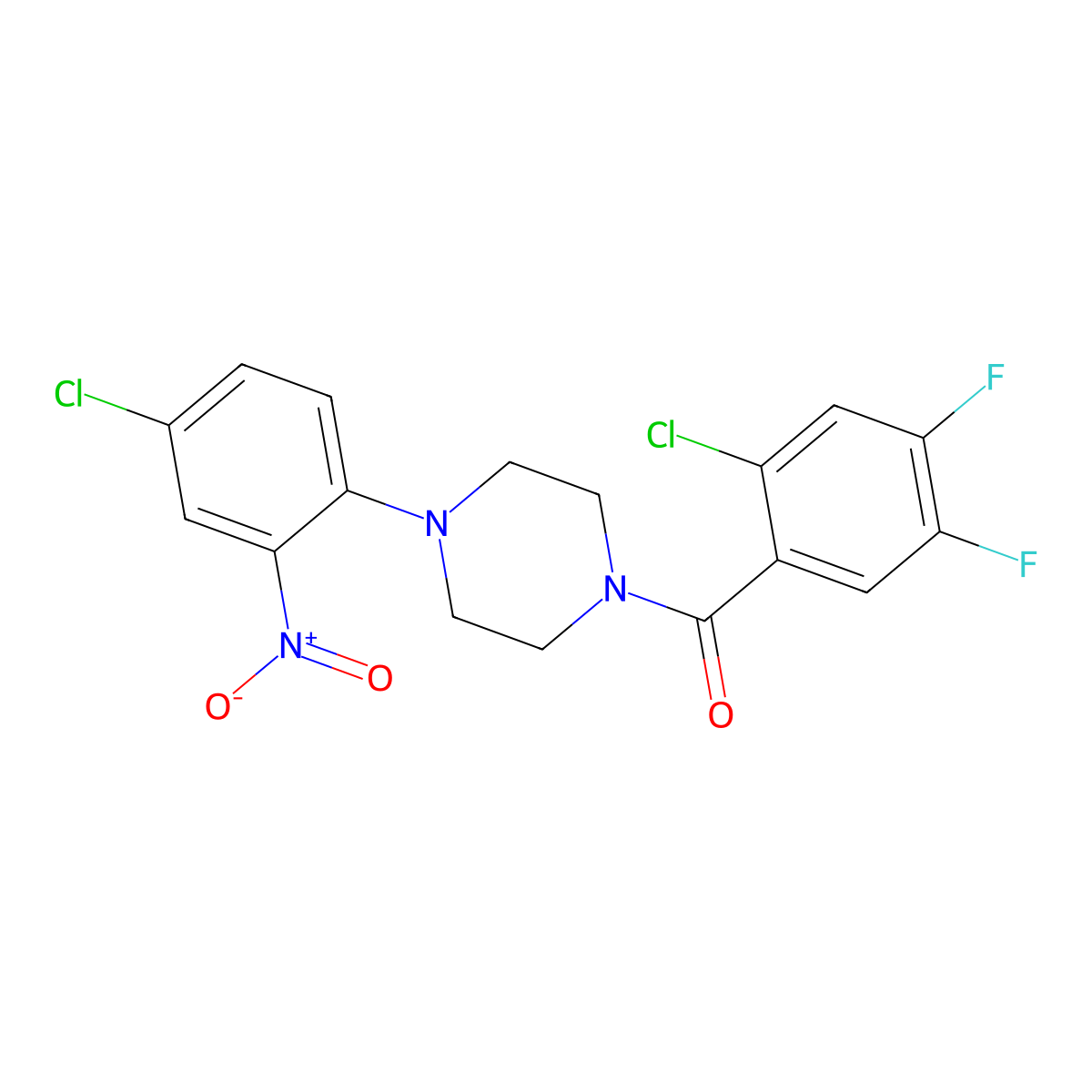 (2-Chloro-4,5-difluorophenyl)-[4-(4-chloro-2-nitrophenyl)piperazin-1-yl]methanone molecular structure, CAS 294877-44-4