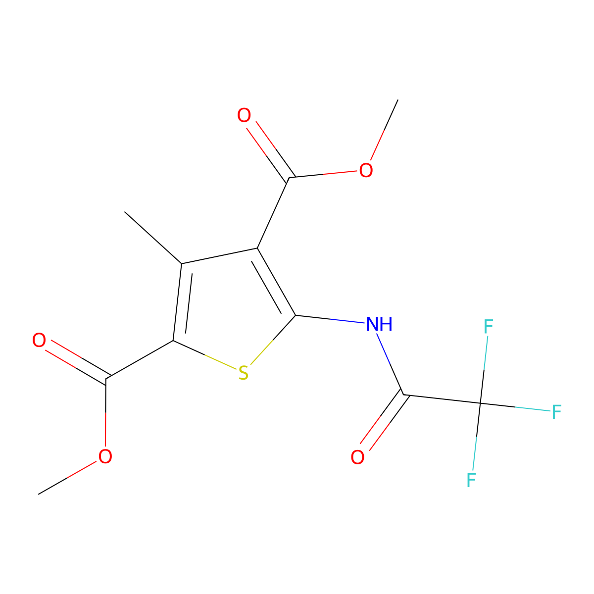 Dimethyl 3-methyl-5-[(trifluoroacetyl)amino]thiophene-2,4-dicarboxylate molecular structure, CAS 294877-74-0