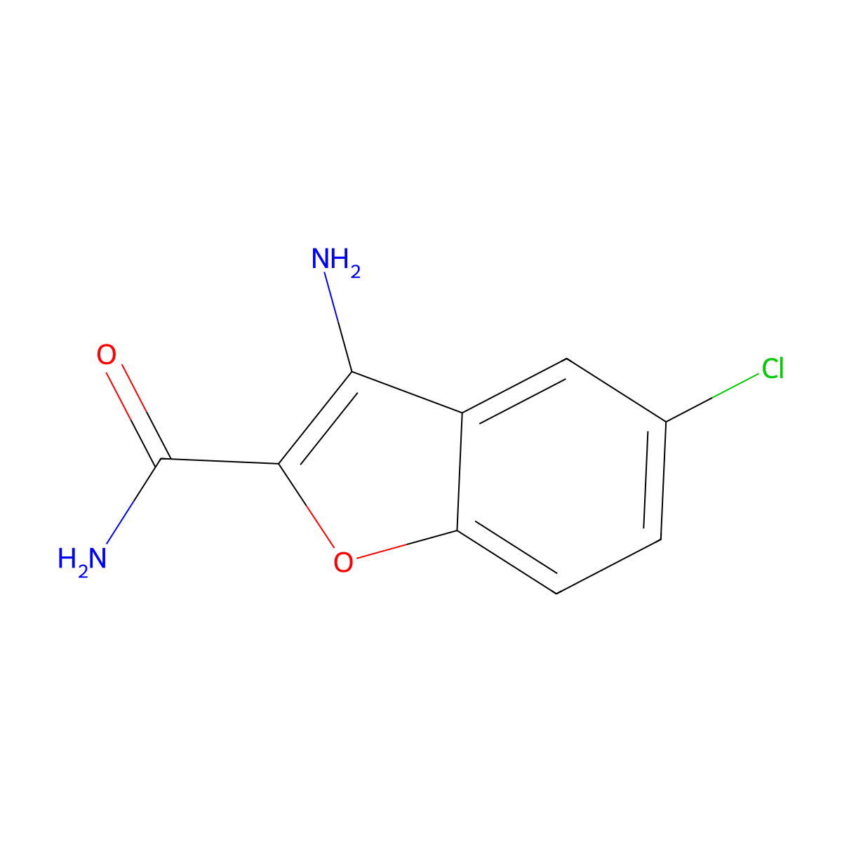 3-Amino-5-chloro-1-benzofuran-2-carboxamide molecular structure, CAS 294878-00-5