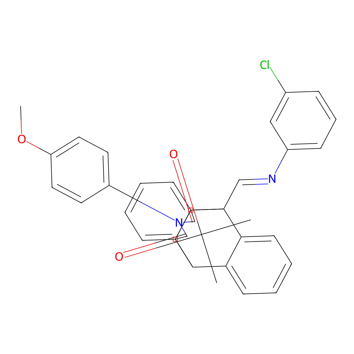 1-{(Z)-[(3-chlorophenyl)imino]methyl}-17-(4-methoxyphenyl)-17-azapentacyclo[6.6.5.0~2,7~.0~9,14~.0~15,19~]nonadeca-2,4,6,9,11,13-hexaene-16,18-dione molecular structure, CAS 294878-27-6