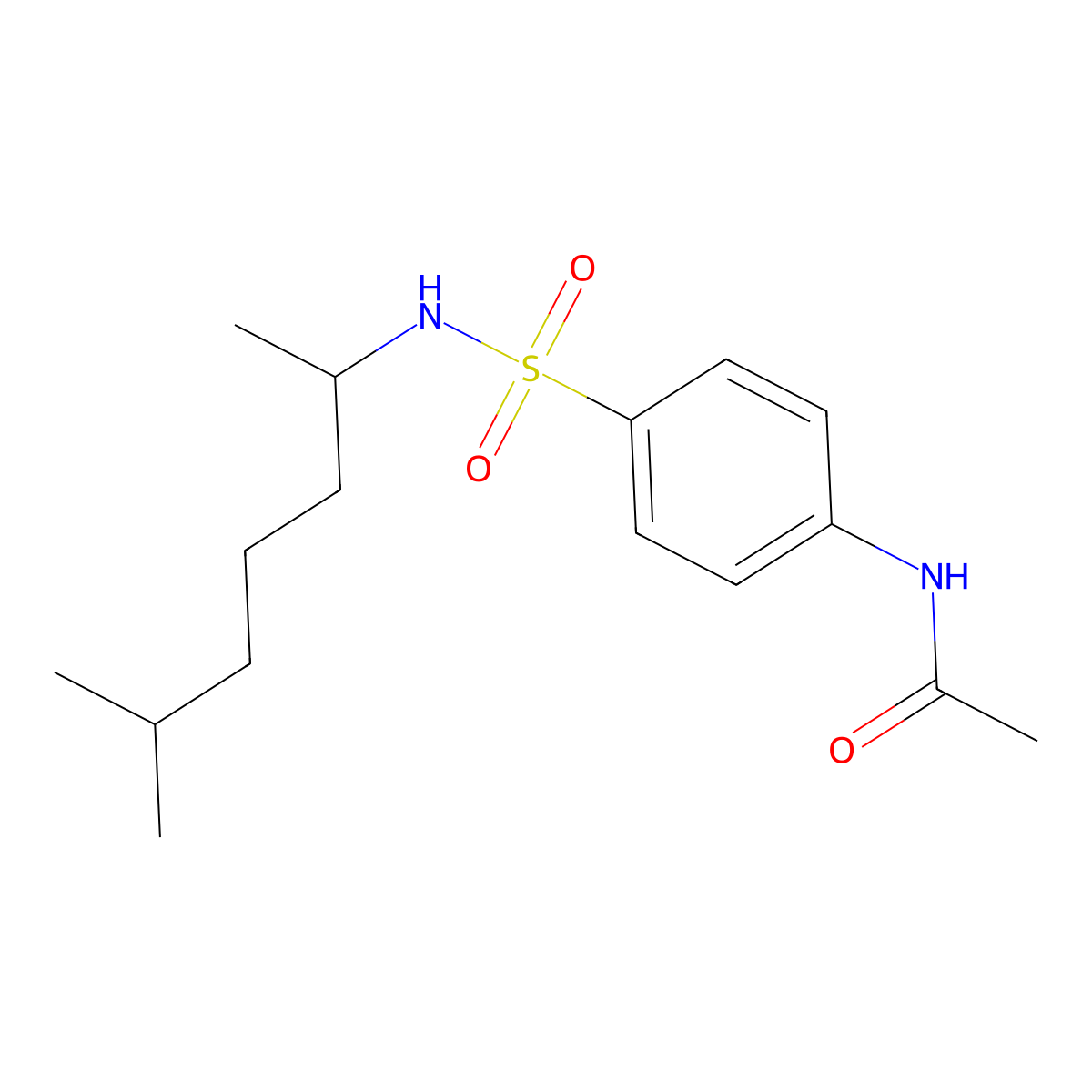 N-[4-[[(1,5-dimethylhexyl)amino]sulfonyl]phenyl]acetamide molecular structure, CAS 294885-57-7