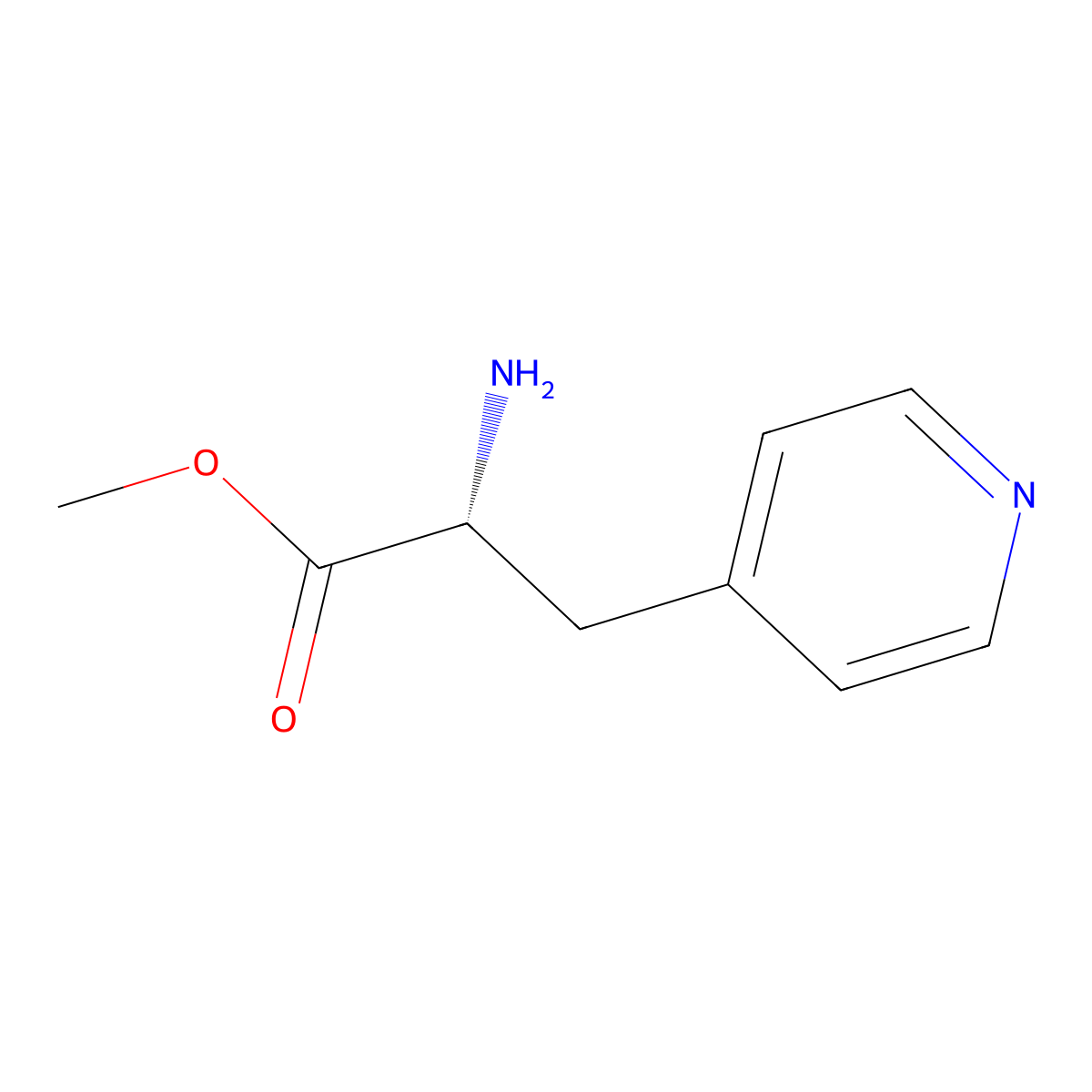methyl (2R)-2-amino-3-(pyridin-4-yl)propanoate molecular structure, CAS 294887-32-4