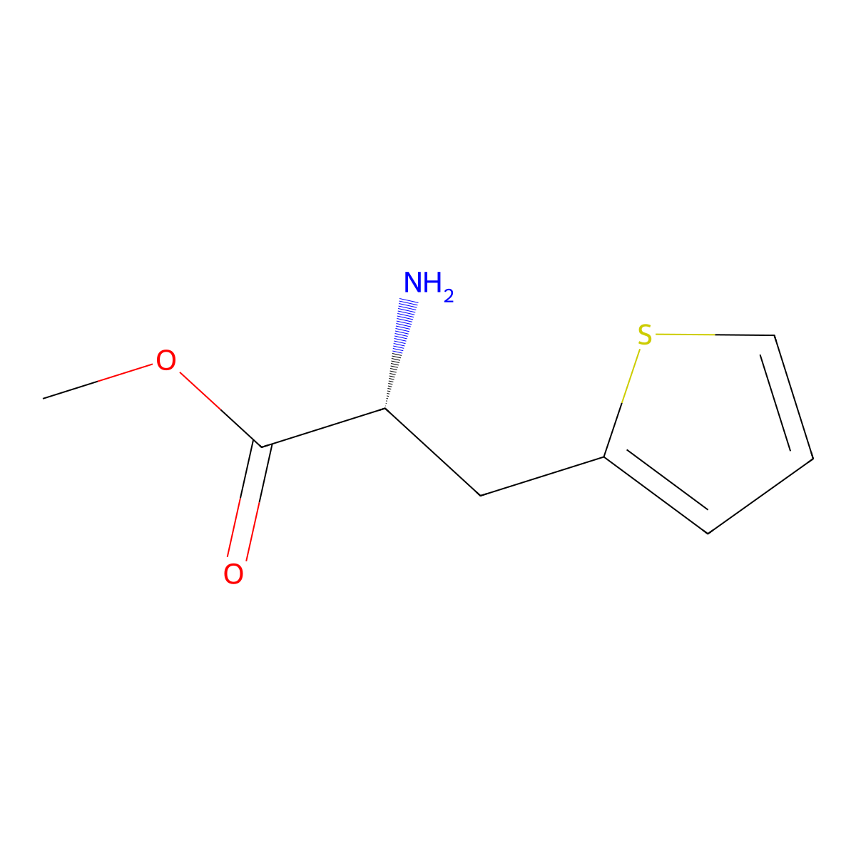 methyl (2R)-2-amino-3-(thiophen-2-yl)propanoate molecular structure, CAS 294887-34-6