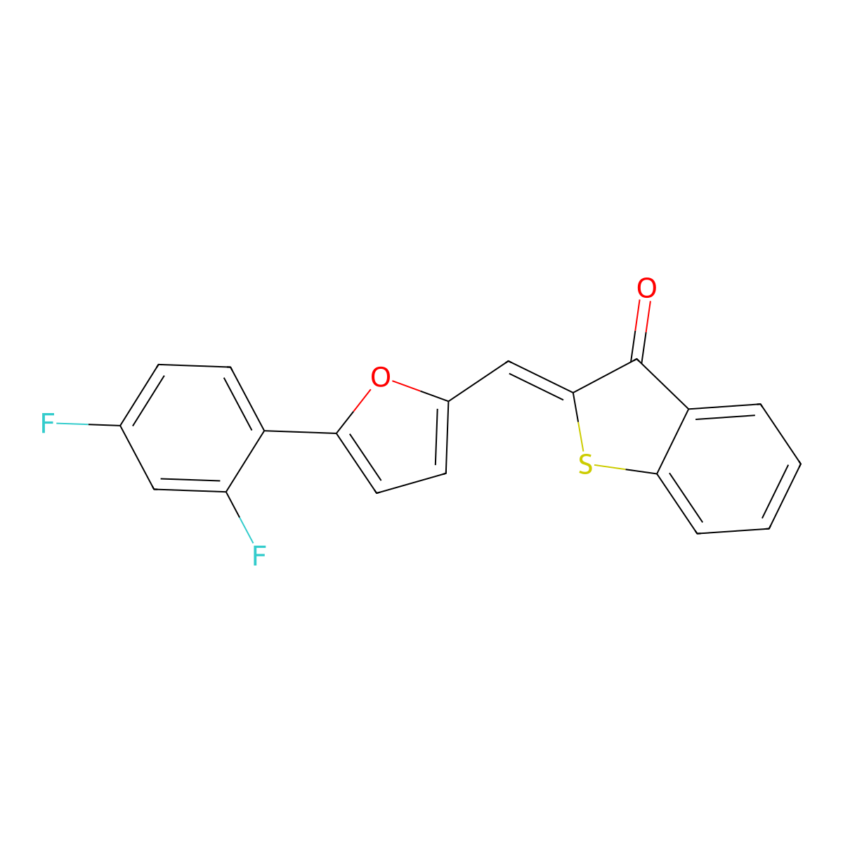 2-[[5-(2,4-Difluorophenyl)-2-furanyl]methylene]benzo[b]thiophen-3(2H)-one molecular structure, CAS 294889-53-5