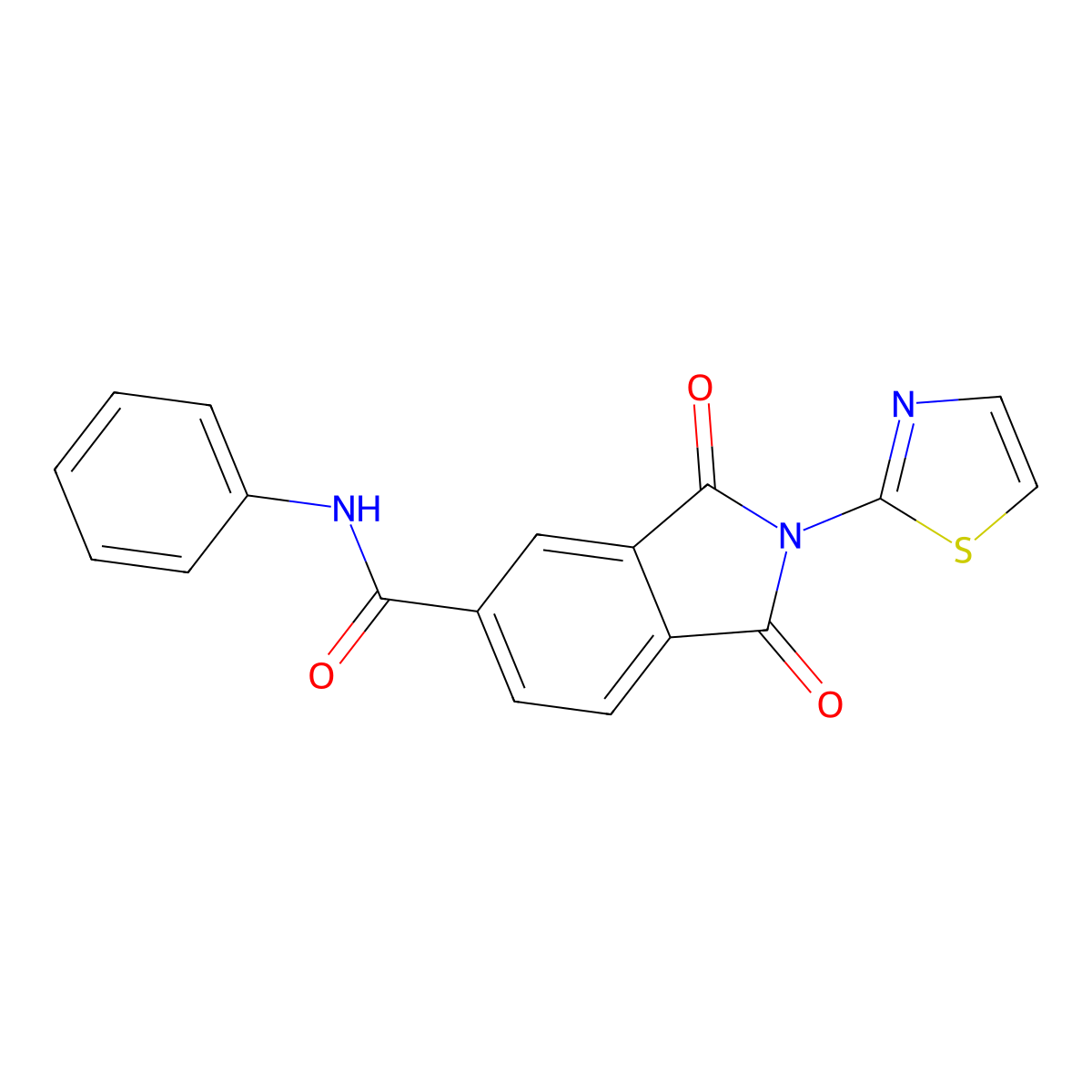 1,3-dioxo-N-phenyl-2-(1,3-thiazol-2-yl)-2,3-dihydro-1H-isoindole-5-carboxamide molecular structure, CAS 294890-25-8
