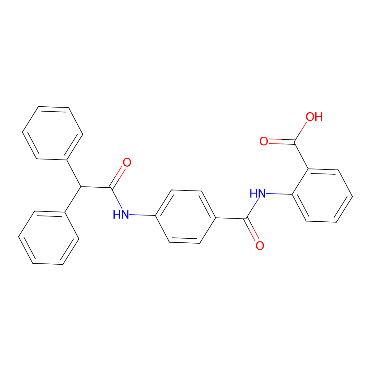 2-[({4-[(Diphenylacetyl)amino]phenyl}carbonyl)amino]benzoic acid molecular structure, CAS 294890-34-9