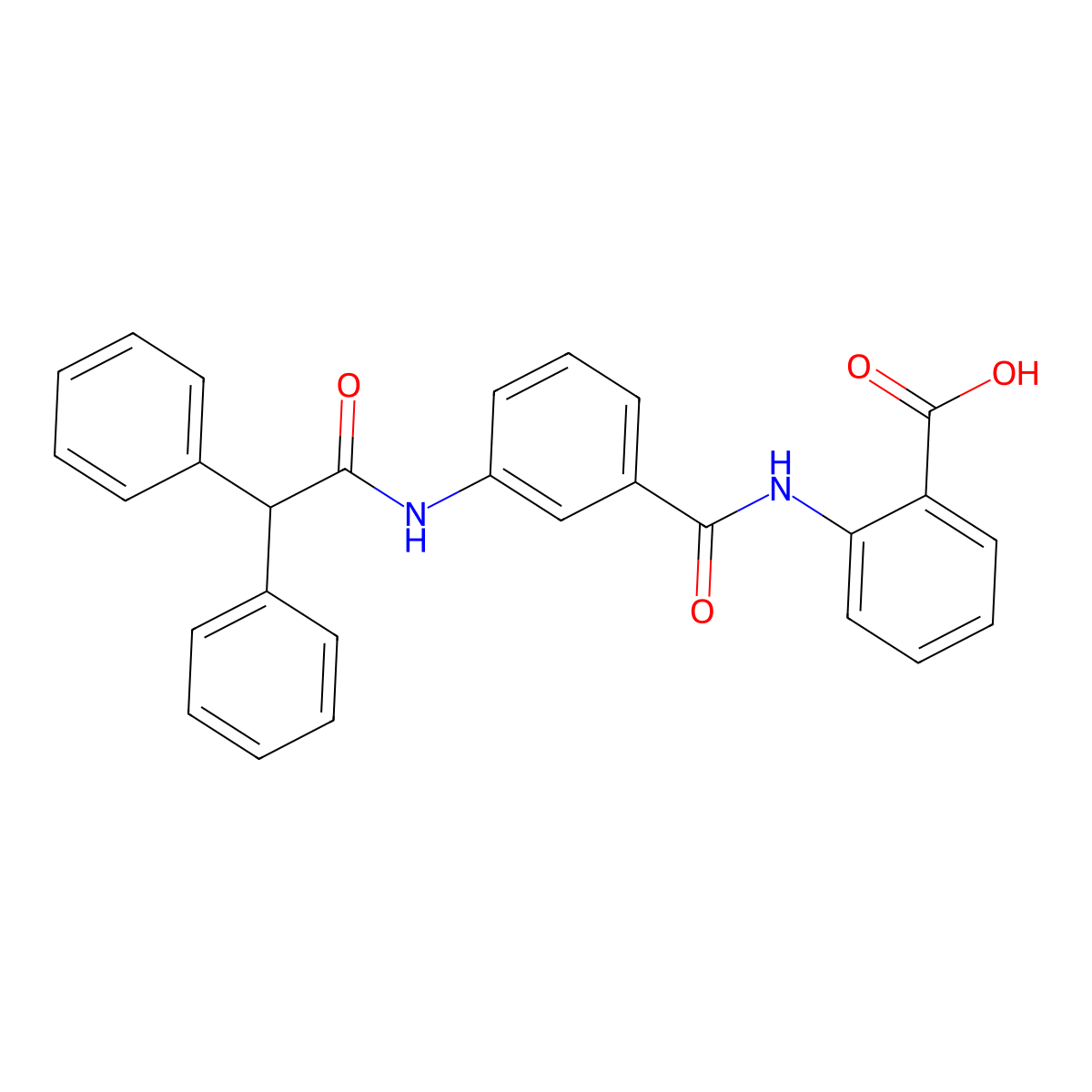 2-[[3-[(2,2-Diphenylacetyl)amino]benzoyl]amino]benzoic acid molecular structure, CAS 294890-35-0