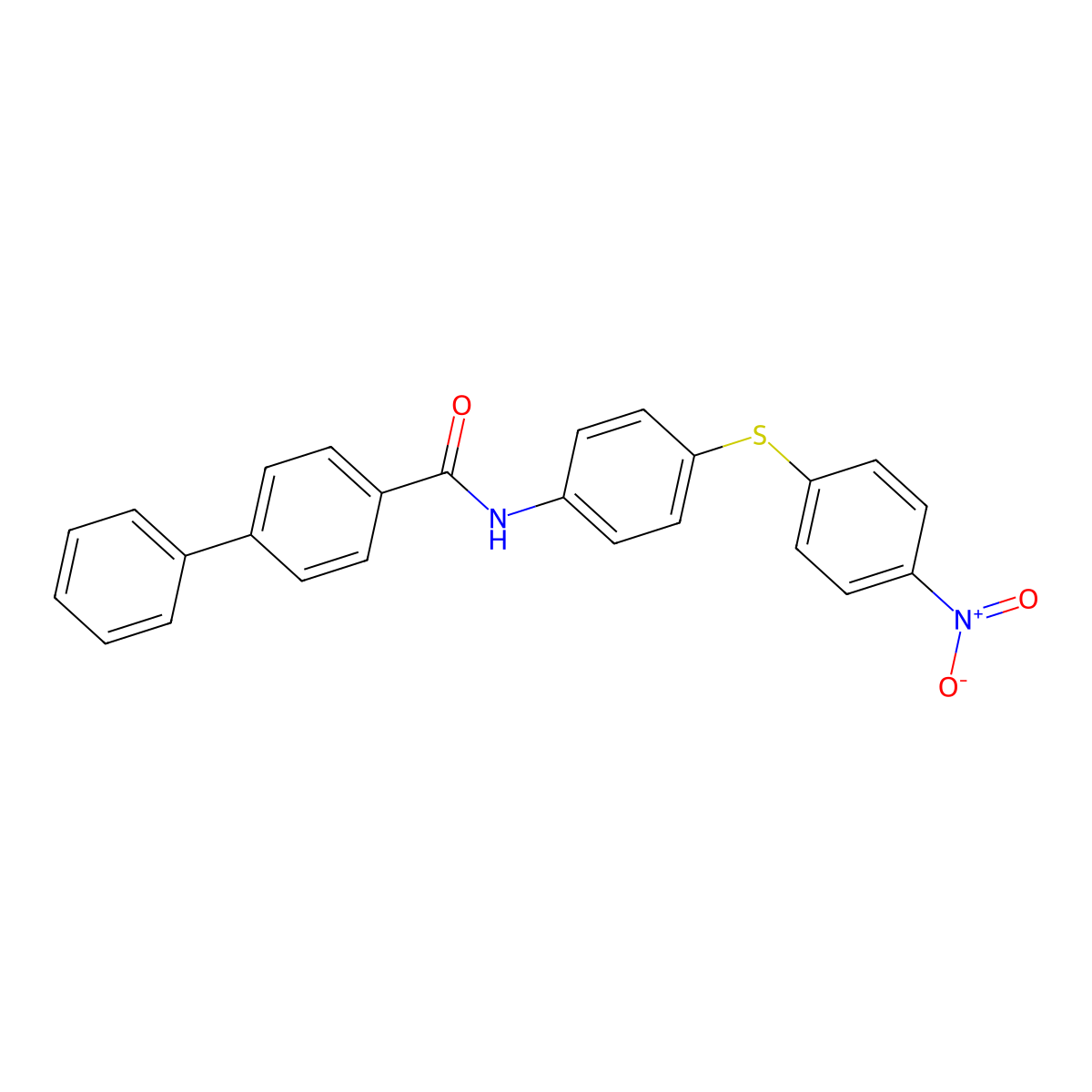 N-[4-(4-nitrophenyl)sulfanylphenyl]-4-phenylbenzamide molecular structure, CAS 294890-65-6