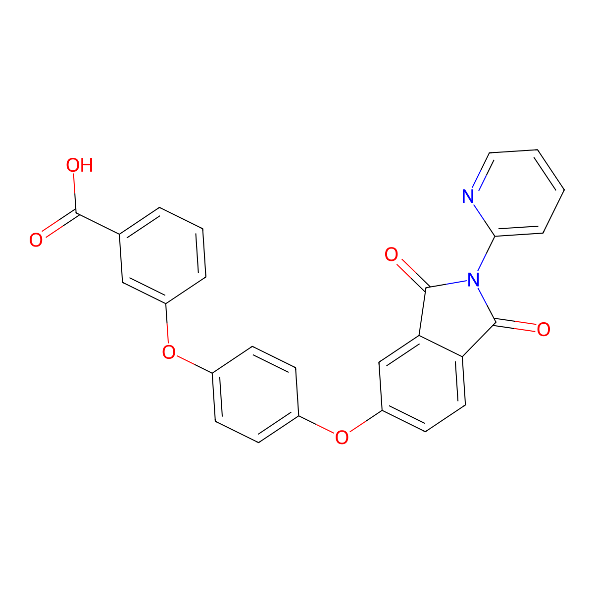 3-(4-{[1,3-dioxo-2-(pyridin-2-yl)-2,3-dihydro-1H-isoindol-5-yl]oxy}phenoxy)benzoic acid molecular structure, CAS 294890-77-0