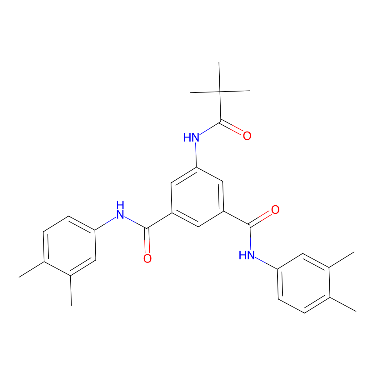 N,N'-bis(3,4-dimethylphenyl)-5-[(2,2-dimethylpropanoyl)amino]benzene-1,3-dicarboxamide molecular structure, CAS 294890-96-3
