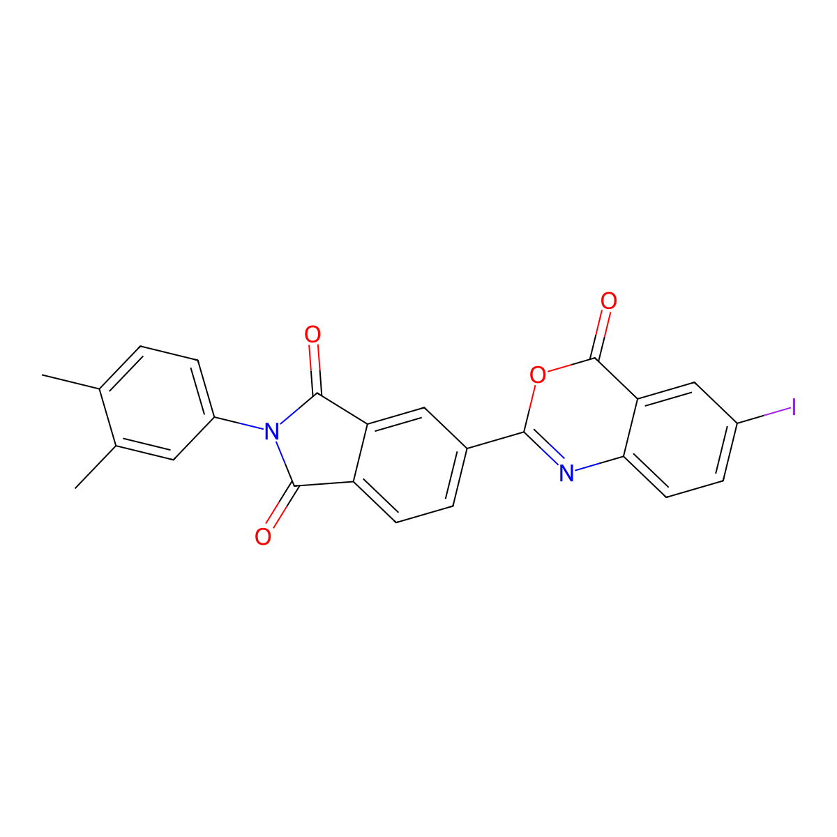 2-(3,4-Dimethylphenyl)-5-(6-iodo-4-oxo-3,1-benzoxazin-2-yl)isoindole-1,3-dione molecular structure, CAS 294891-10-4