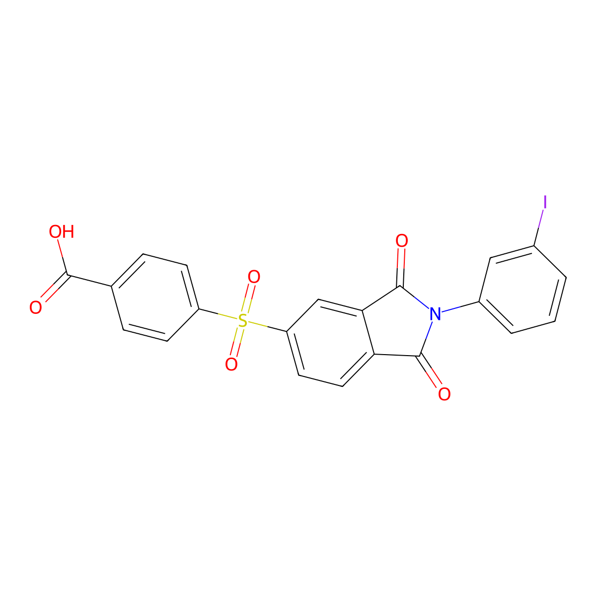 4-{[2-(3-iodophenyl)-1,3-dioxo-2,3-dihydro-1H-isoindol-5-yl]sulfonyl}benzoic acid molecular structure, CAS 294891-18-2